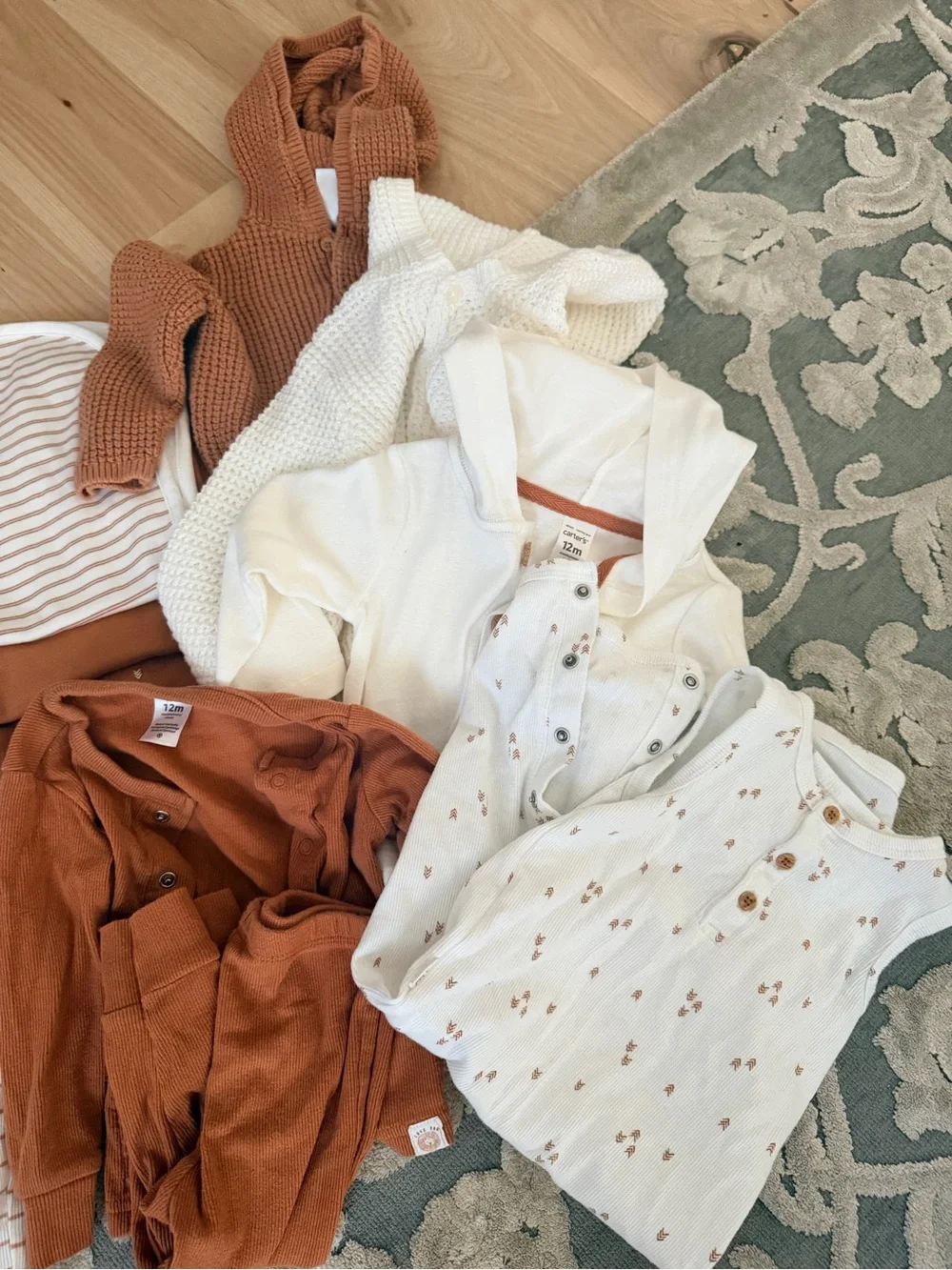 Carter's Neutral & Rust Baby Matching Set - White, Cream, Rust - Picture 4 of 4